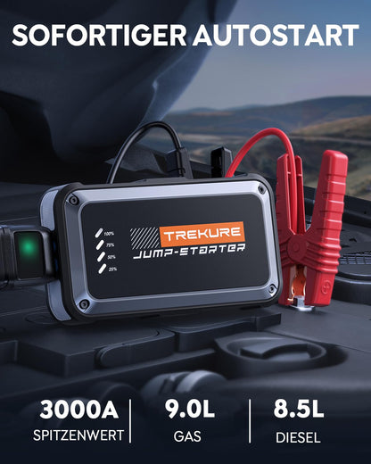 TREKURE TK10 Starthilfe-Powerbank für Pkw (3000A) mit LED Taschenlampe