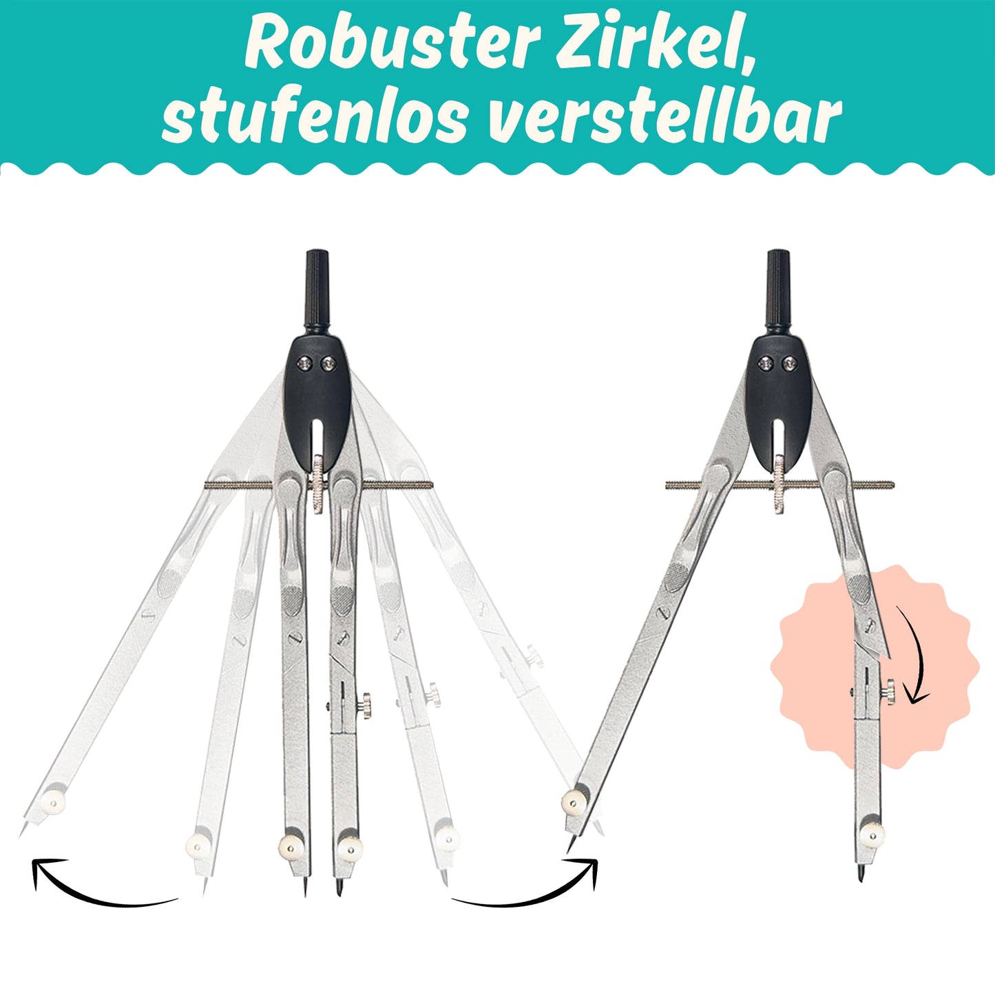 CALCUSO Geometrie-Set PRO in blauer Federmäppchen mit Zirkel und Geodreieck für die Schule