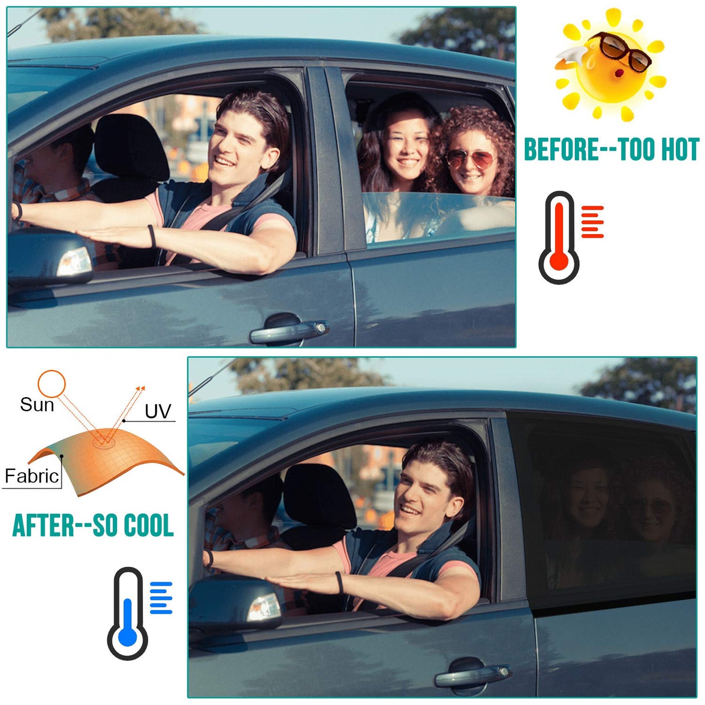 WIN.MAX Universal Auto-Sonnenschutz für Baby mit zertifiziertem UV-Schutz (2 Stück-XL)
