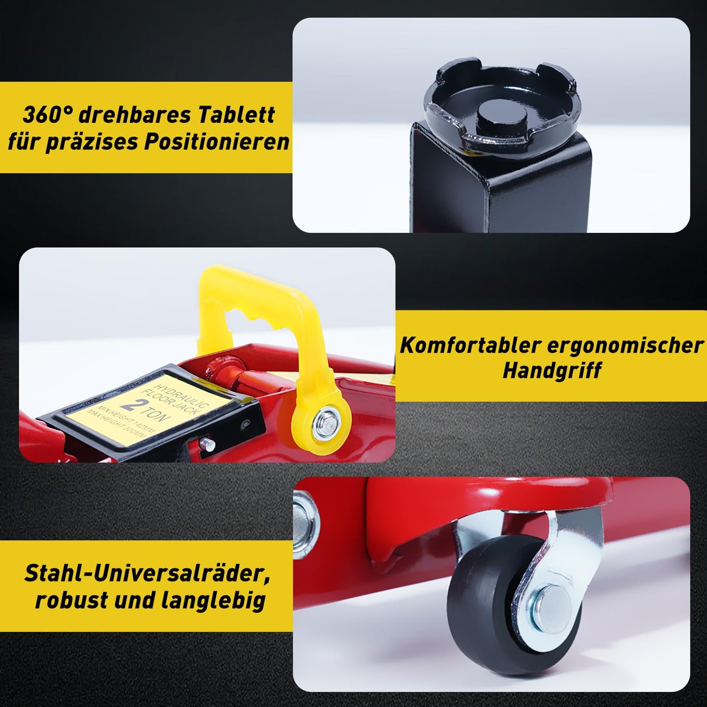 Hydraulik-Wagenheber mit hydraulischer Kolben-Schnellhubpumpe | 1.5 Tonnen Kapazität