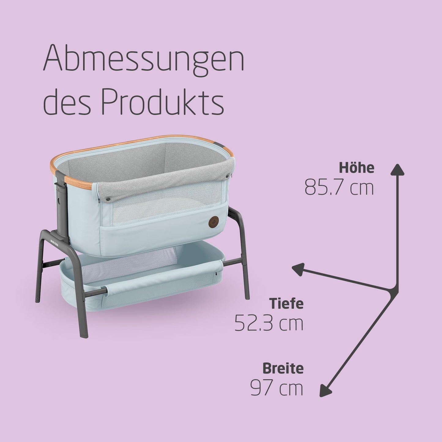Maxi-Cosi Iora Beistellbett Baby: Faltbares Co-Sleeper, 0-6 Monate, max. 9kg, 4 Neigungs- und 5 Höhenstufen
