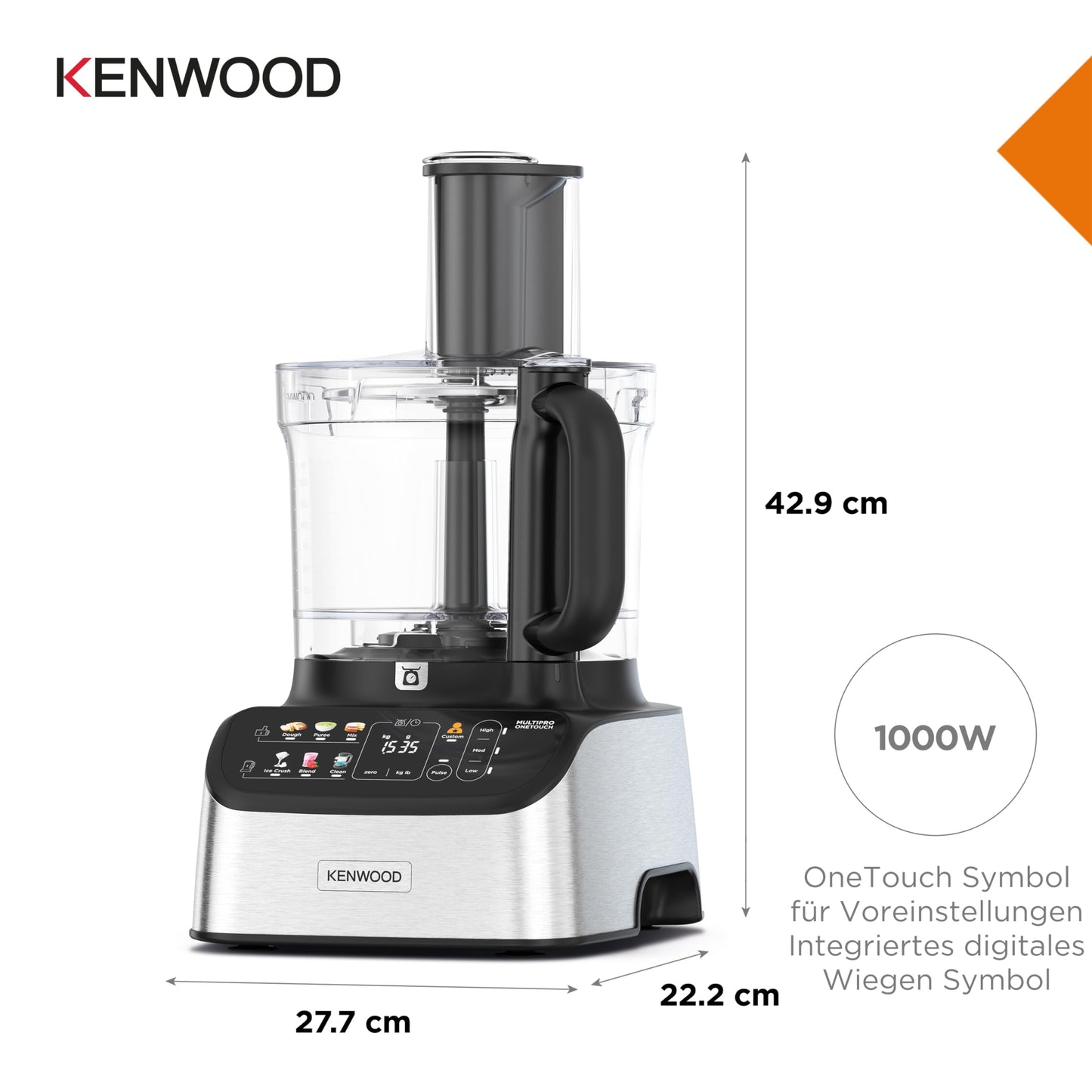Kenwood 2-in-1 Kompakt MultiPro OneTouch (FDM73.480SS): Integrierte Waage, 1000W (Silber)