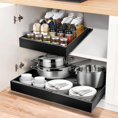 ICARE Adjustable Carbon Steel Telescopic Drawer (32-52cm): Extendable Kitchen Organizer