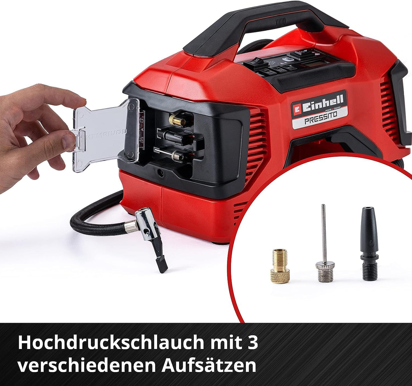 Einhell PRESSITO Hybrid-Kompressor inkl. 3-tlg. Adapter-Set: Power X-Change 18V, ohne Akku