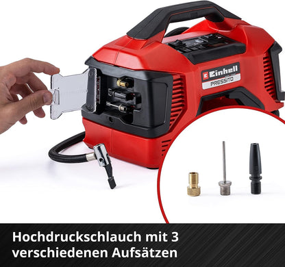 Einhell PRESSITO Hybrid-Kompressor inkl. 3-tlg. Adapter-Set: Power X-Change 18V, ohne Akku