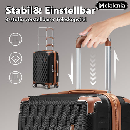 MELALENIA hard-shell travel suitcase set (7 pieces): Super-light, TSA lock | Black