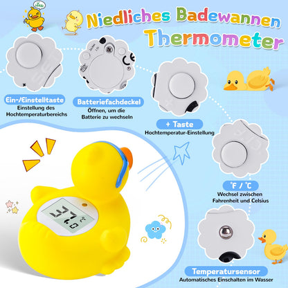 Bade- und Raumtemperaturthermometer für Neugeborene mit LED-Anzeige
