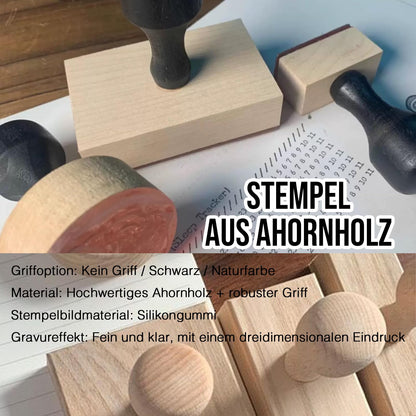 Personalisierter Gummistempel mit Holzgriff (Logo und Namen) für Privat & Unternehmen
