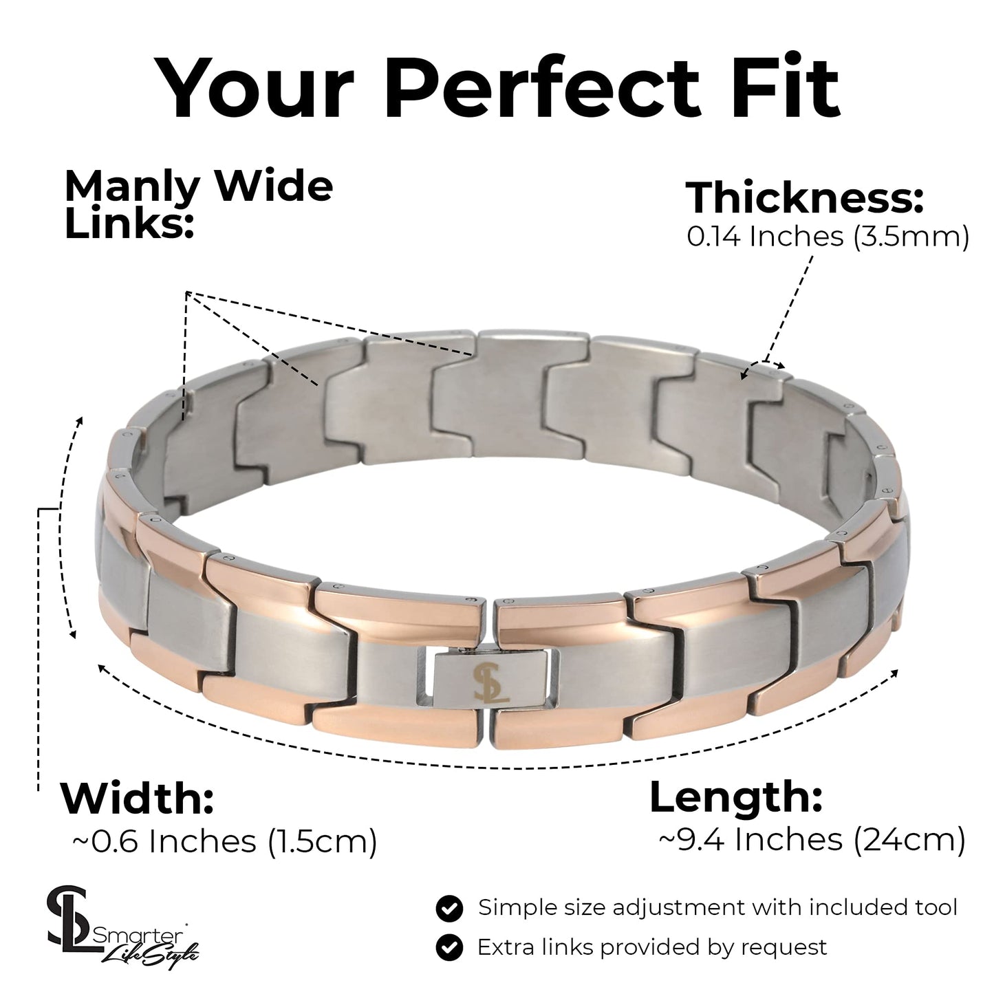 Smarter LifeStyle Herren-Armband aus chirurgischem Stahl in verschiedenen Farben