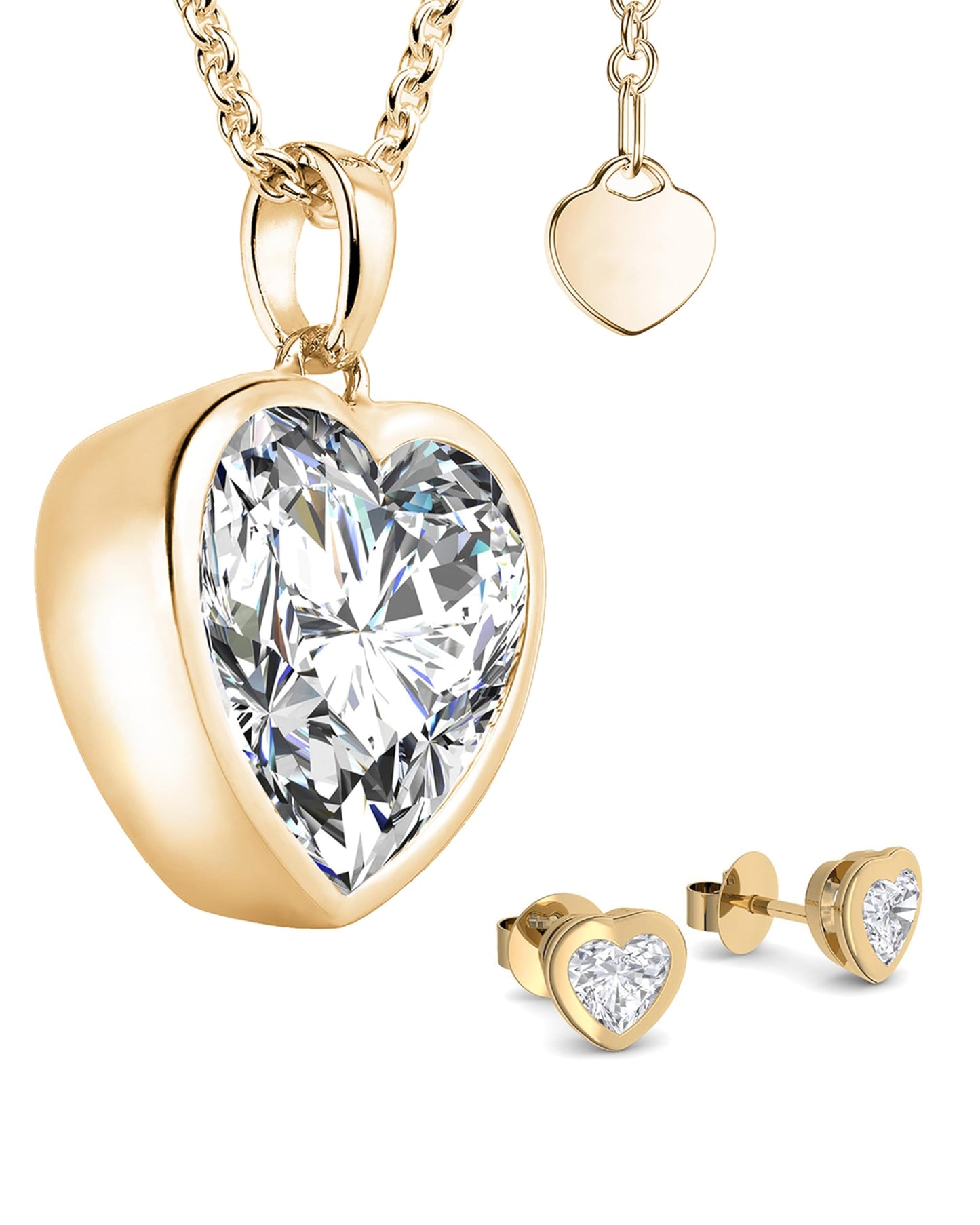 AMOONIC Damen Schmuck-Geschenkset mit vergoldetem 925 Sterling Silber: Kette-Ohrring-Halskette