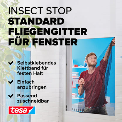 tesa 'Insect Stop' Standard Fliegengitter (130x150cm) für Fenster: Zuschneidbar