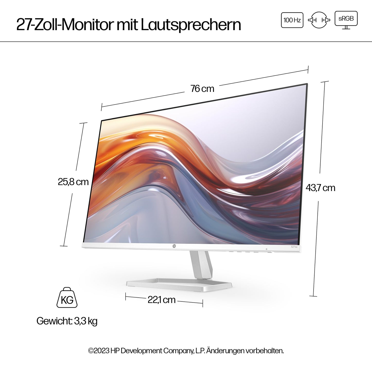 HP Series 5 (527sa) FHD IPS Monitor with Speakers | 27-inch, 100Hz, Anti-Glare, Tilt