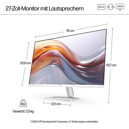 HP Series 5 (527sa) FHD IPS Monitor with Speakers | 27-inch, 100Hz, Anti-Glare, Tilt