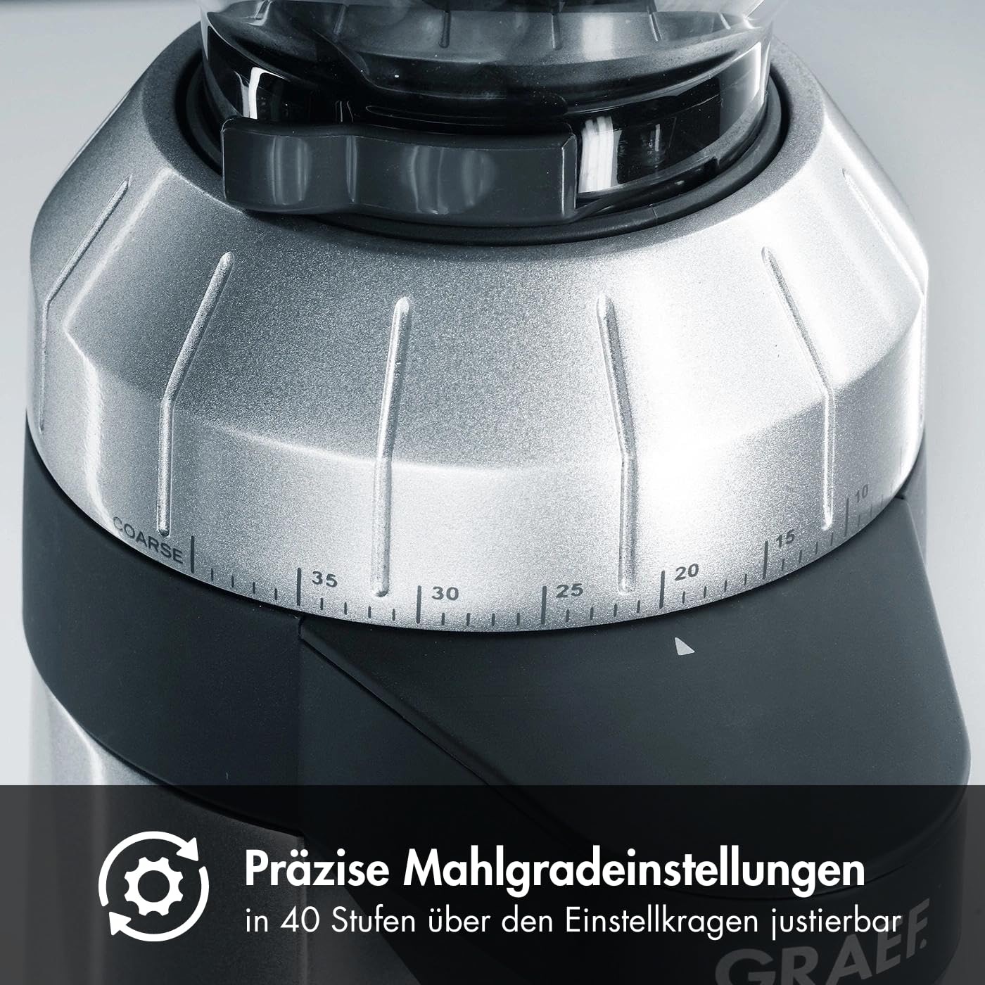 GRAEF (CM800) Electric Coffee Grinder '128W' with aluminum housing | 350g bean container