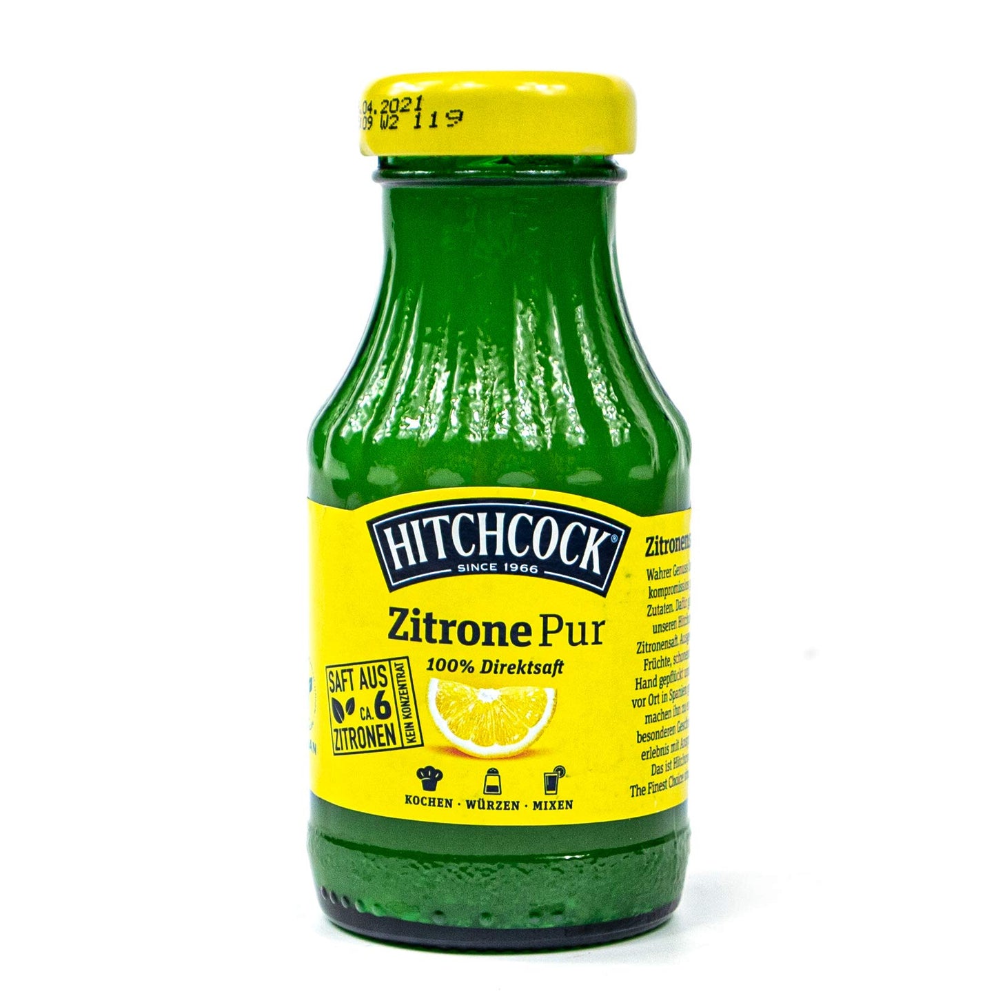 HITCHCOCK Zitrone Pur 100% Direktsaft (12er Pack): Premium Zitronensaft in 0,2 Liter Glasflaschen