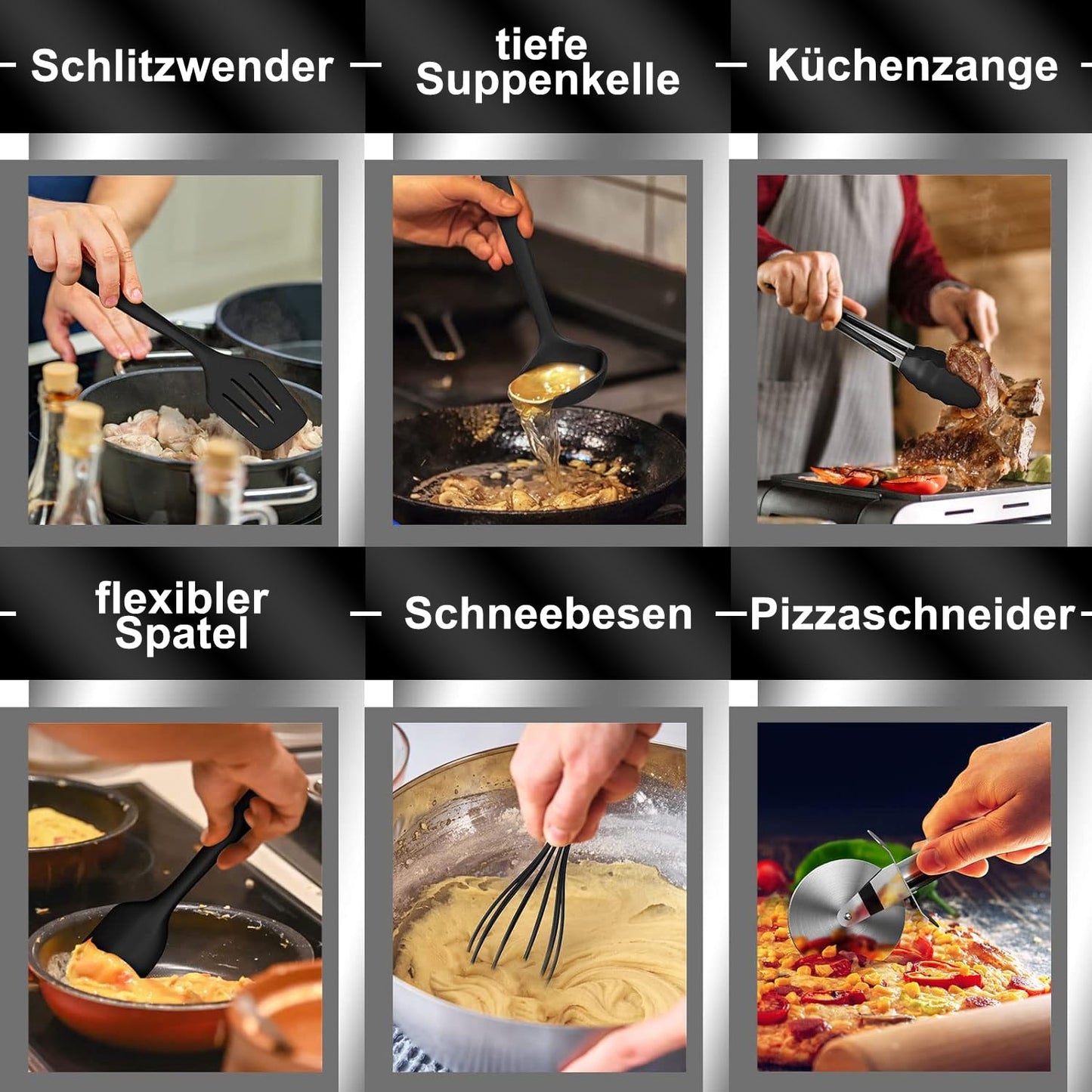 43-piece silicone cooking utensil set: dishwasher safe (black)