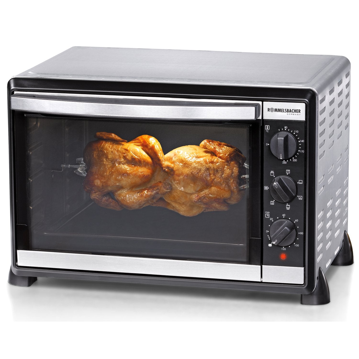 ROMMELSBACHER Back & Grill Ofen (BG 1805/E) mit Doppelverglasung, Innenbeleuchtung, Zeitschaltuhr, 1800W