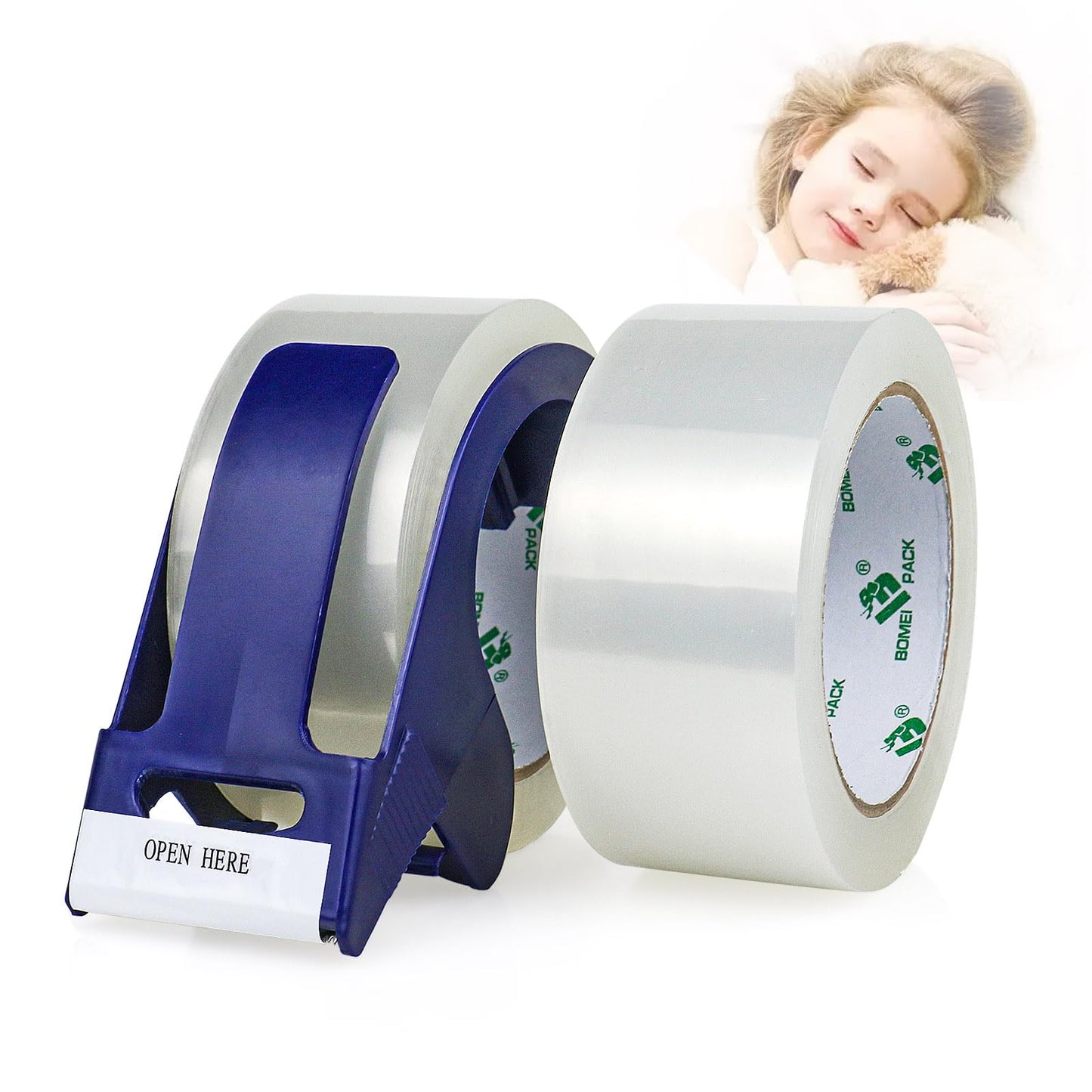 BOMEI PACK quiet parcel tape (transparent): 66m x 48mm, strong adhesive