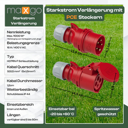 Starkstromverlängerungskabel H07RN-F CEE mit 400V und 16A: Robust, flexibel und zuverlässig