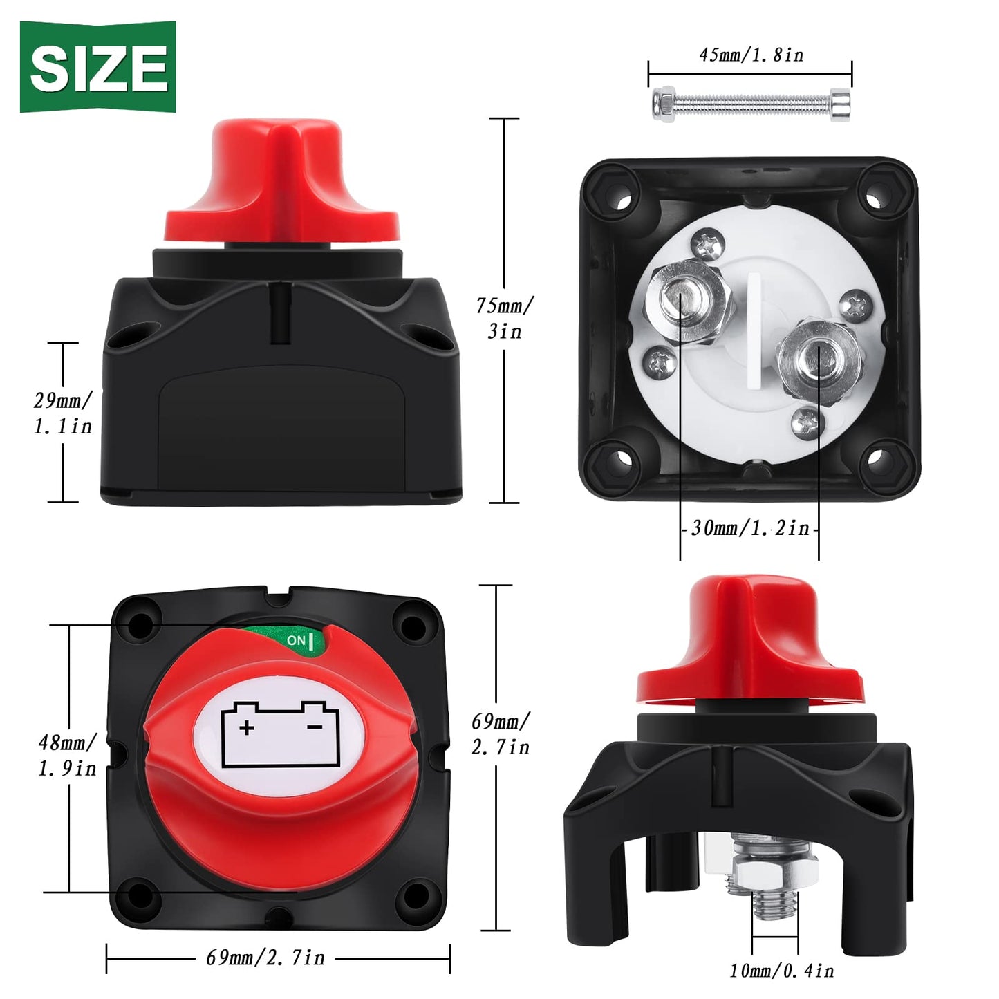Bolatus Batterie-Trennschalter 12V-24V-48V | 1-2-Both-OFF, 275A Akku Trenn-Master