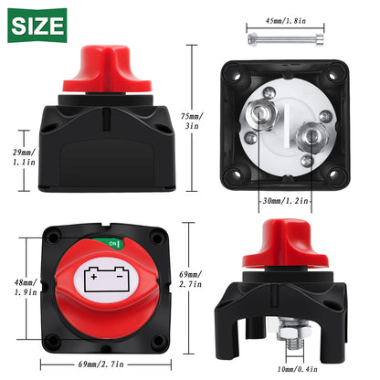 Bolatus Batterie-Trennschalter 12V-24V-48V | 1-2-Both-OFF, 275A Akku Trenn-Master