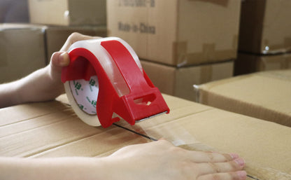 BOMEI PACK Parcel Tape Set | 6 rolls of clear 66m each + dispenser, versatile &amp; easy to unwind