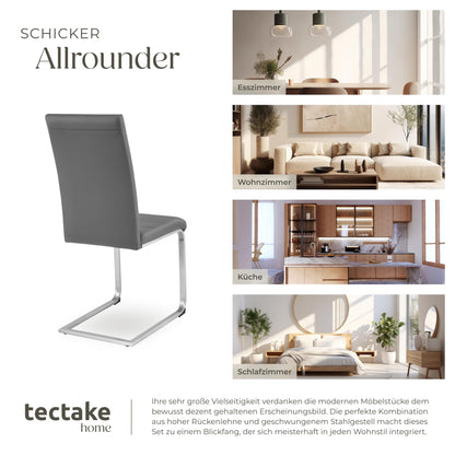 tectake® Set of 2 dining chairs | Modern, comfortable, and versatile (grey)
