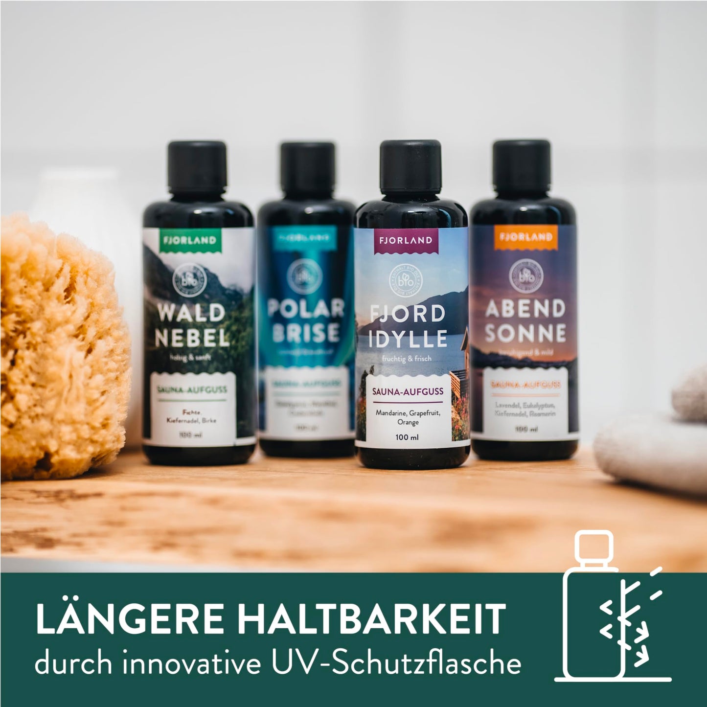 Fjorland BIO Ätherische-Saunadüfte Geschenkset (4x100ml) in hochwertiger Geschenkbox