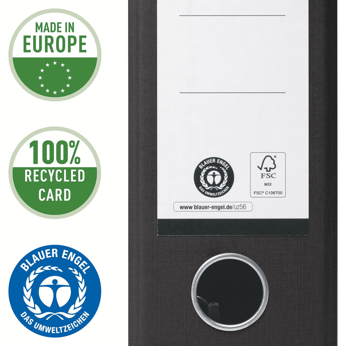 VON Leitz A4 lever arch files (10-pack): 100% recycled paper, FSC-certified for school, home