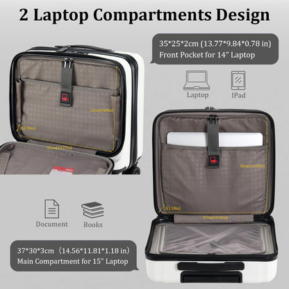 TYDECKARE 16-Zoll Handgepäck-Aktenkoffer mit 2 Laptopfächern: TSA-Schloss