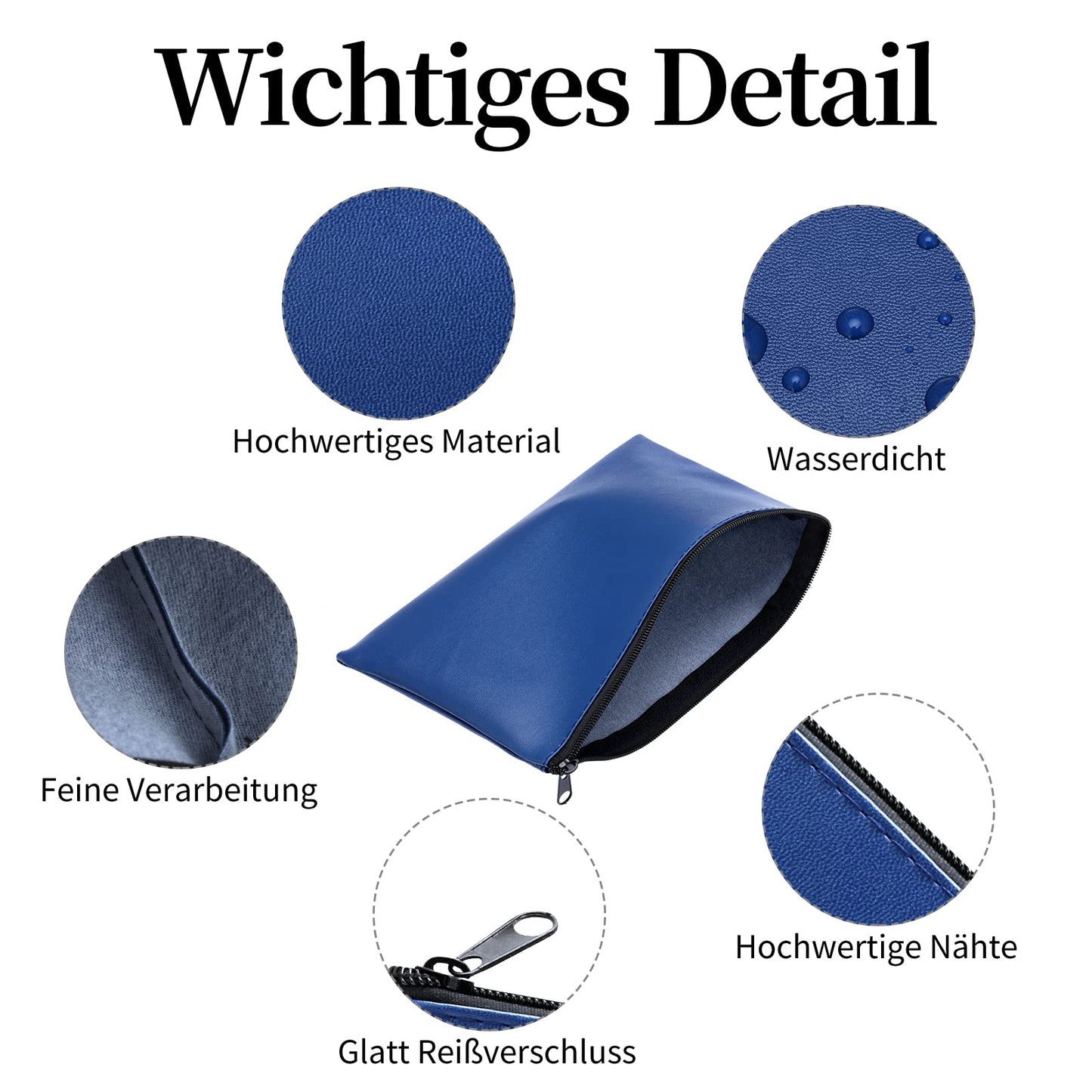 3 bank bags made of artificial leather (25x16cm): money bag for A5 documents, money folder