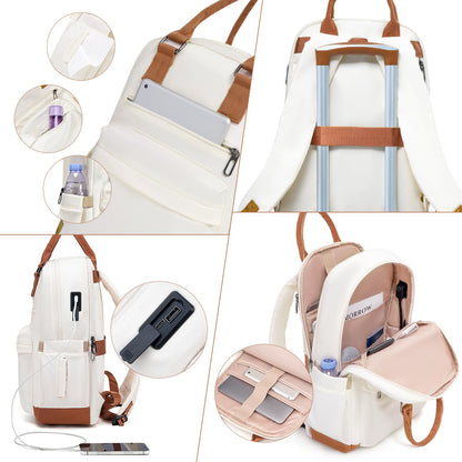 COOLIFE Hartschalen Reisekoffer-Set (5-teilig): ABS, 4 Rollen, TSA-Schloss | Weißbraun