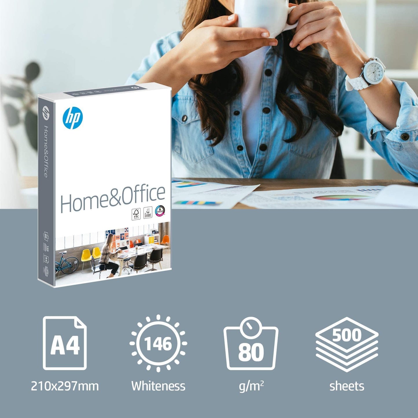 HP Kopierpapier (CHP150) Home & Office | DIN-A4 80g, Weiß (2500 Blatt: 5x500 Blatt)