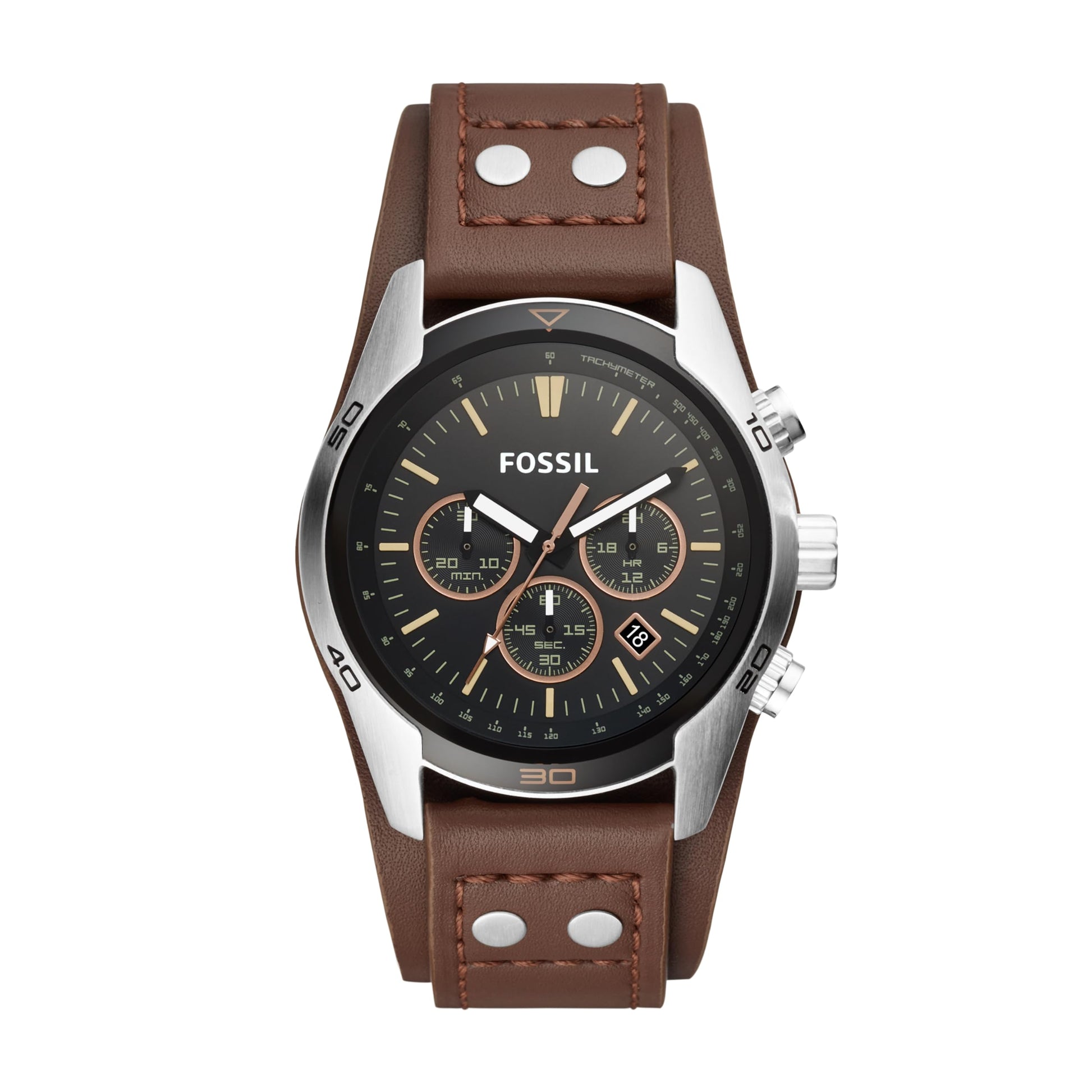 FOSSIL Coachman Chronographenwerk Herrenuhr (44mm) mit Edelstahl- oder Lederarmband