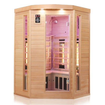 Dewello® Infrarotsauna 'Lakefield 3' (140x140cm) für 2-3 Personen aus Hemlock-Holz, LED, Bluetooth