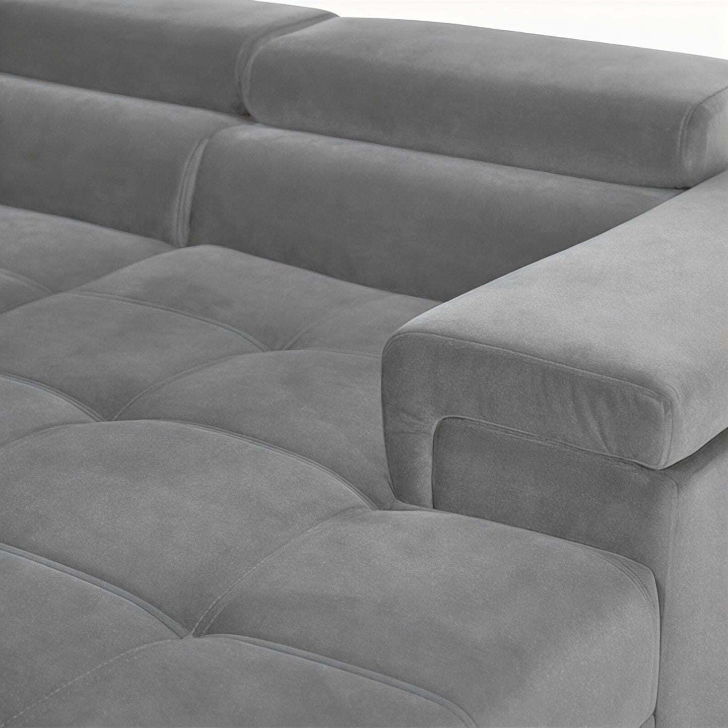 3-seater L-shaped corner sofa with sleeping function 'PASTI' corner couch for the living room (light grey, ottoman on the left)