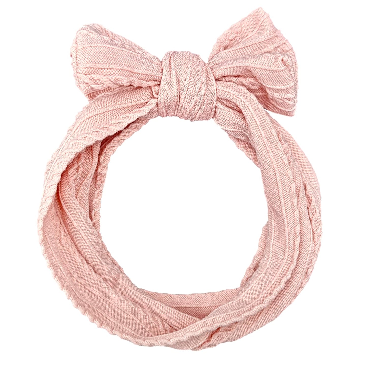 Baby Girl Turban Elastic Headband Bow (Set of 2 in Pink and White)