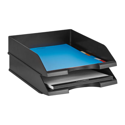 Amazon Basics (2er-Set) stapelbarer Schreibtisch- Briefablagen in Schwarz