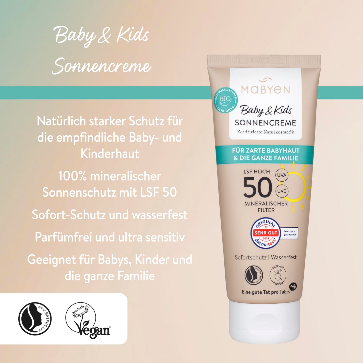 Mabyen Baby &amp; Kids Summer Protection Set (2-piece): Sunscreen SPF 50 + Insect Bite Gel | From birth, Vegan