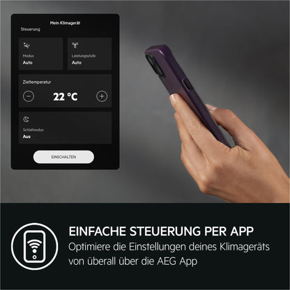 AEG Comfort 6000 Mobiles Klimagerät (AXP26U339CW): LED-Display,Touch-Bedienung, App-Steuerung
