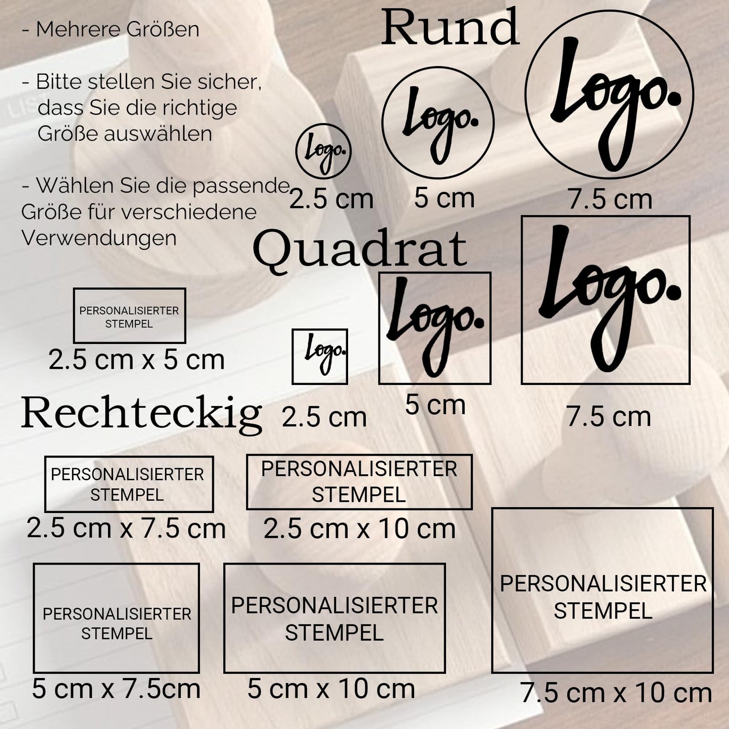 Personalisierter Gummistempel mit Holzgriff (Logo und Namen) für Privat & Unternehmen