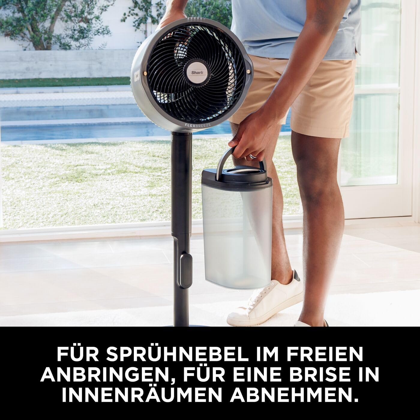 Shark 'FlexBreeze Pro Mist' Akku-Ventilator für Innen & Außen mit Sprühsystem, Fernbedienung