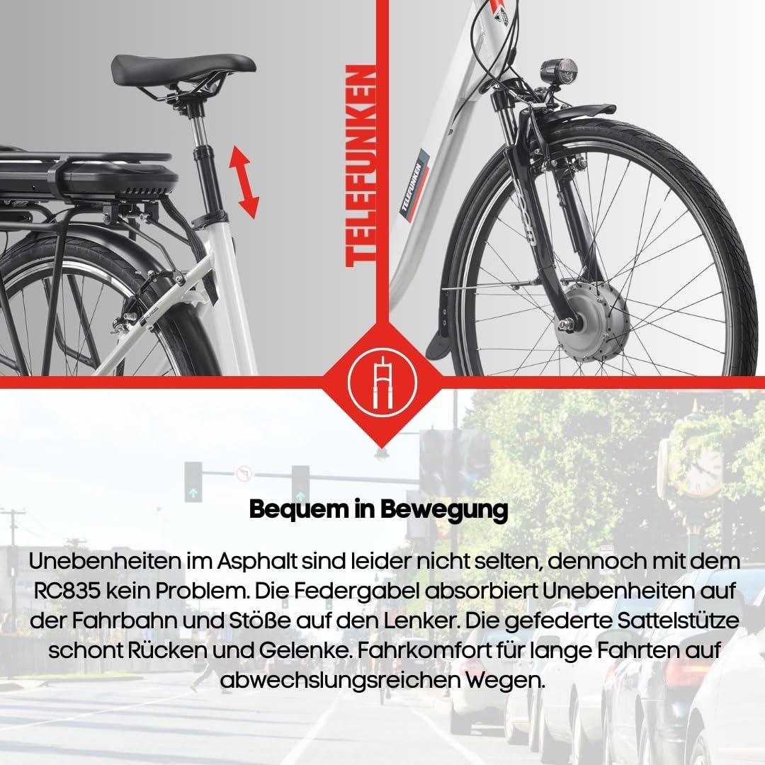TELEFUNKEN (RC835) multi-talented e-bike for women: front motor, 3-speed, V-brakes