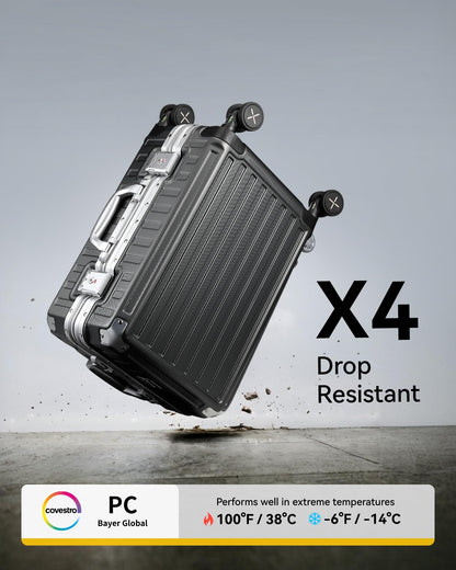 LUGGEX Hartschalen Reisekoffer mit Aluminiumrahmen: Größe: M (Schwarz - 65cm - 60 Liter)