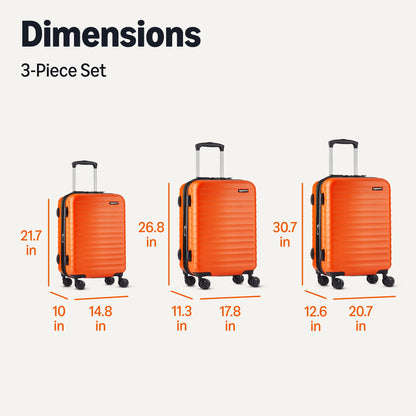AMAZON BASICS Hartschalen Reisekoffer-Set (3-teilig): Orange
