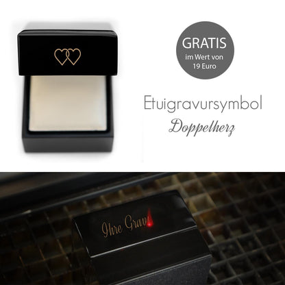 AMOONIC engagement rings (pair) silver 925 with zirconia 'FREE case with 2 hearts' (white gold-platinum look)