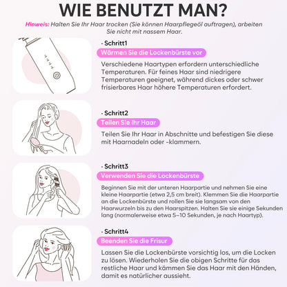 Wireless Reise-Lockenstab-Minibürste für Frauen (7000mAh): USB-Aufladbar mit Negativen Ionen