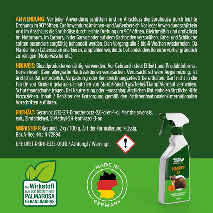 GREEN HERO Marten-EX (500ml): Marten repellent, marten deterrent car spray