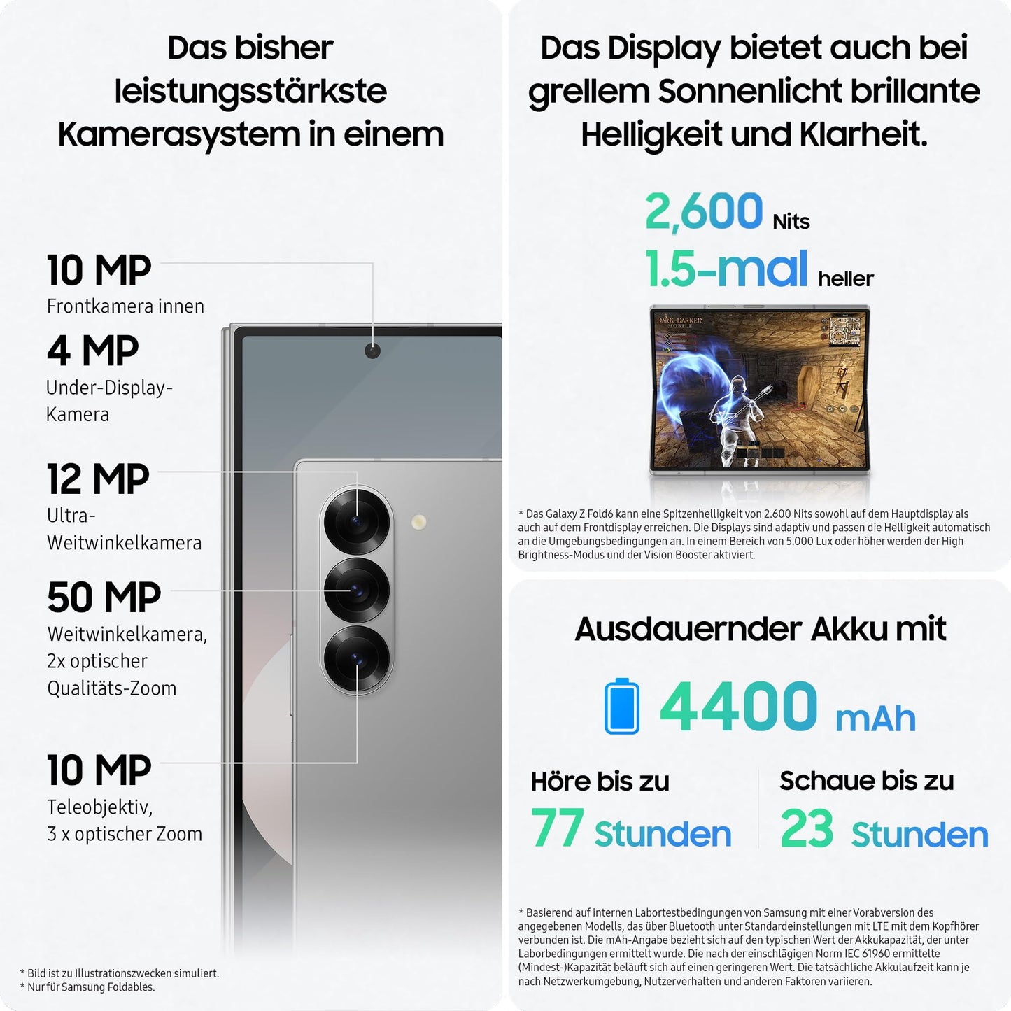 Samsung Galaxy Z Fold6 AI-Smartphone mit Garantie: 256GB Speicher, 50MP Kamera