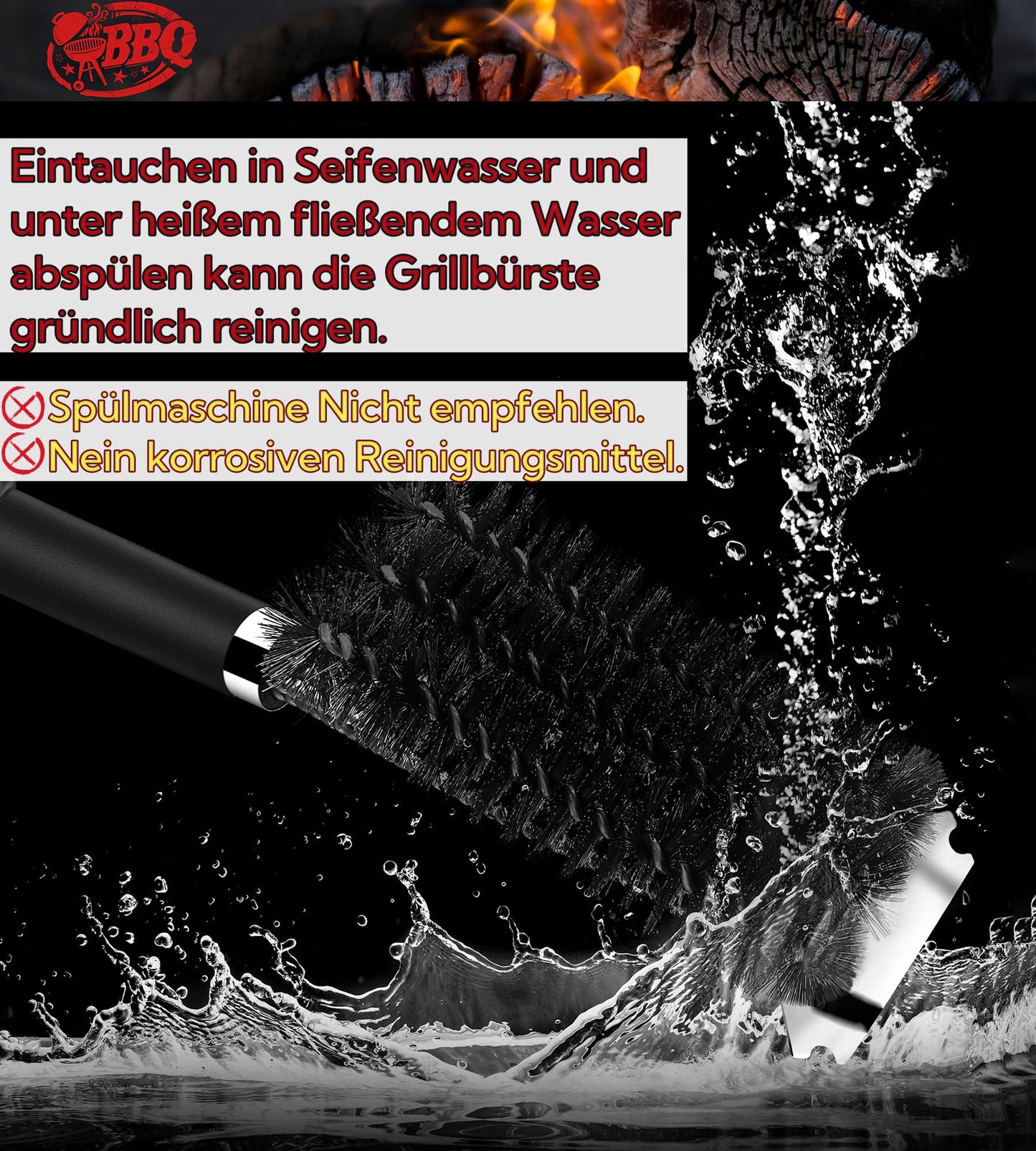 Grill brush, TNTOR grill cleaning brush with extra long stainless steel bristles, stainless steel spatula and PP heat-insulated handle, for gas grill, charcoal grill, kettle grill, electric grill and grill grate.